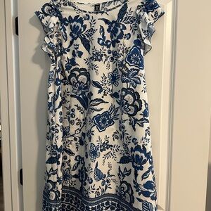 SHEIN Blue and White Floral Mini Dress